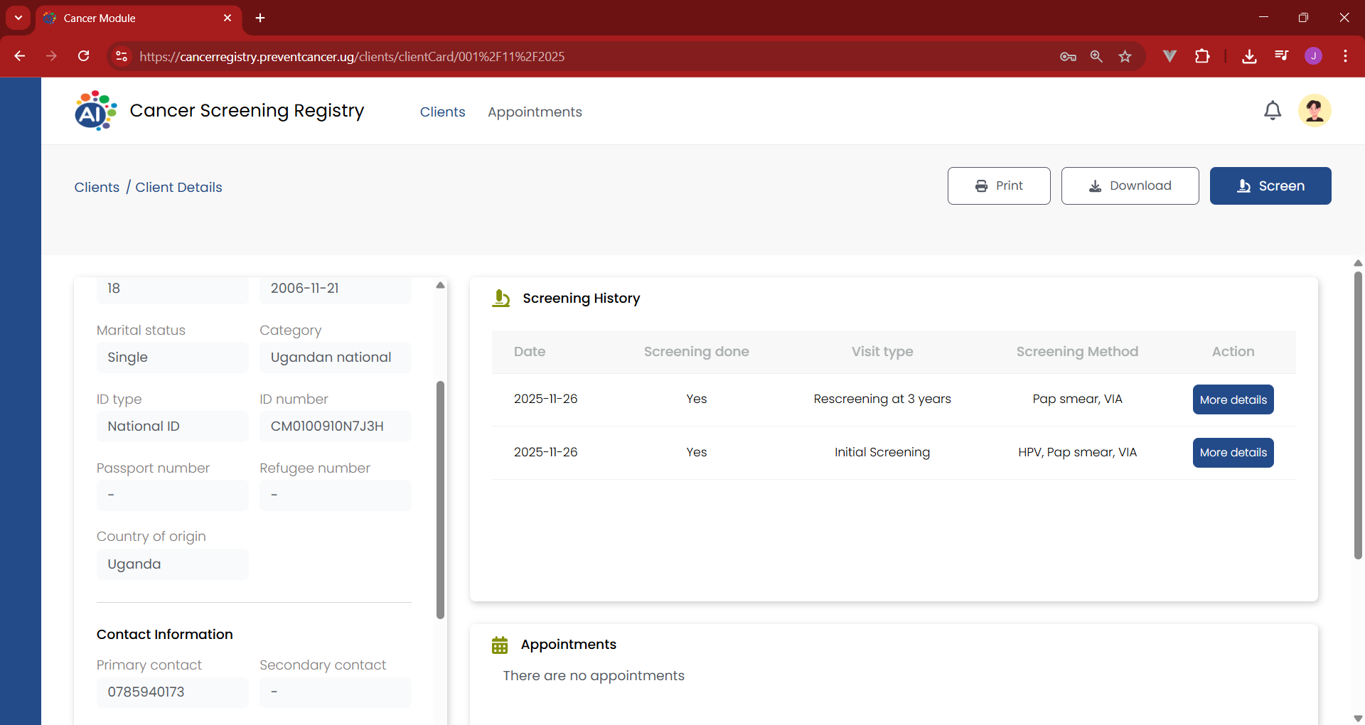 An Open-source Private Health Information Exchange system for cancer screening in low resource settings image 2